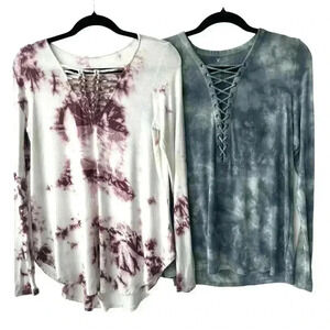 AE American Eagle Bundle of 2 Tie Dyed Soft & Sexy Long Sleeved T's Shirts Small